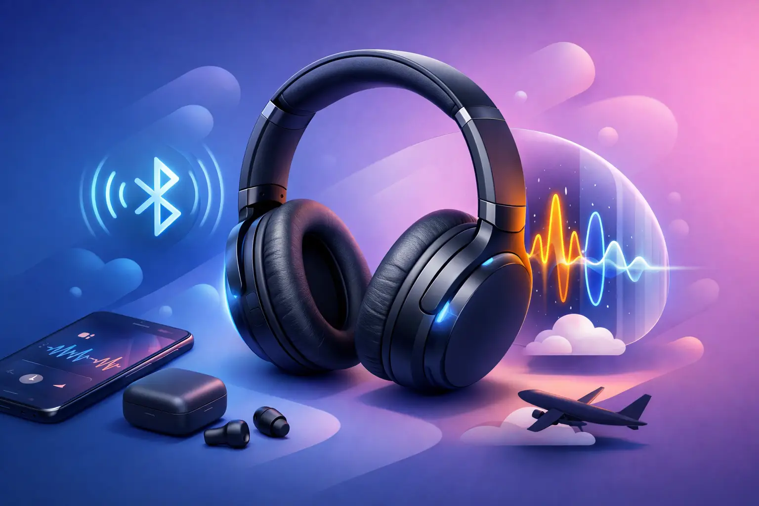 Headphones Bluetooth com Cancelamento de Ruído